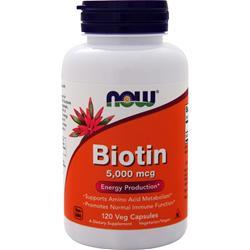 Biotin, 5,000 mcg, 120 vcaps - Now Foods