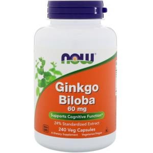 Ginkgo Biloba, 60 mg, 240 Veg Capsules - Now Foods