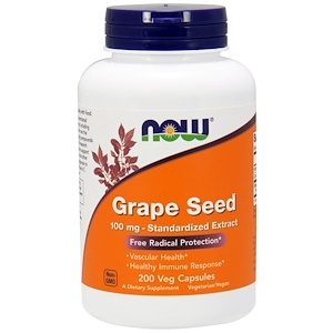 Grape Seed, Standardized Extract, 100 mg, 200 Veg Capsules - Now Foods
