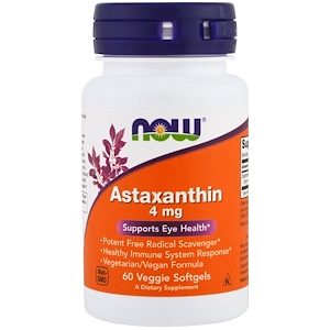 Astaxanthin, 4 mg, 60 Veggie Softgels - Now Foods