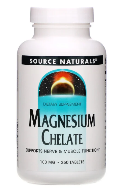 Magnesium Chelate, 100 mg, 250 Tabs - Source Naturals