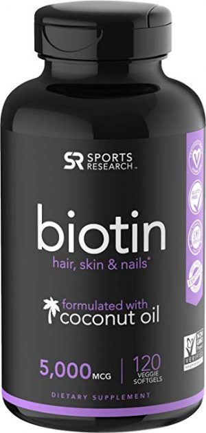 Biotin with Coconut Oil, 5,000 mcg, 120 Veggie Softgels - Sports Research