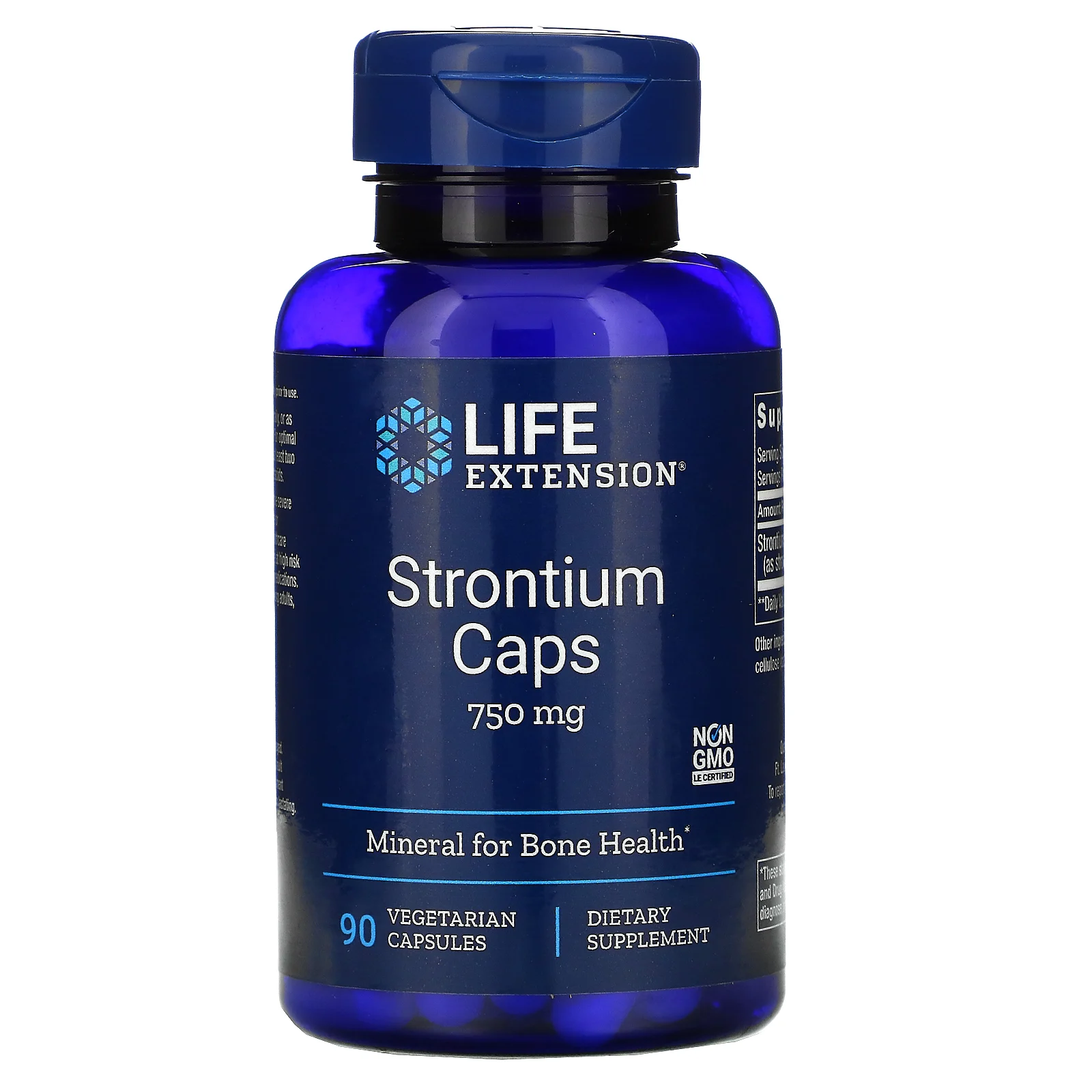 Strontium Caps, Mineral for Bone Health, 750 mg, 90 Veggie Caps - Life Extension