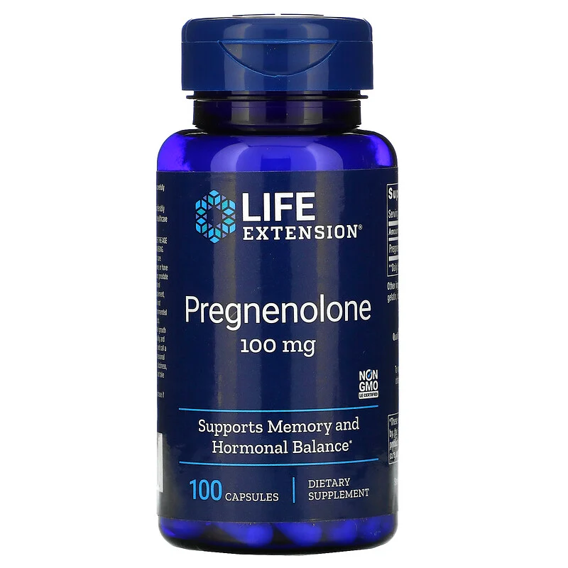 Pregnenolone, 100 mg, 100 Capsules - Life Extension