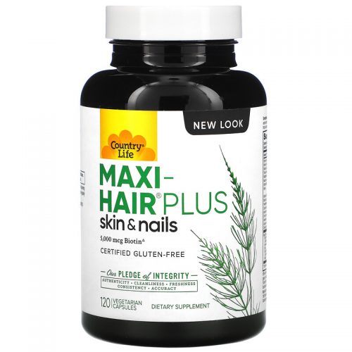 Maxi-Hair, Skin & Nails Plus (5,000 mcg Biotin) 120 Vegetarian Capsules - Country Life
