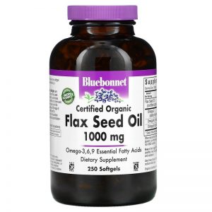 Organic Flax Seed Oil, 1000mg 250 Softgels - Bluebonnet Nutrition