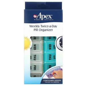 Weekly Twice-A-Day AM PM Pill Organiser (1 Pill Organiser) - Apex
