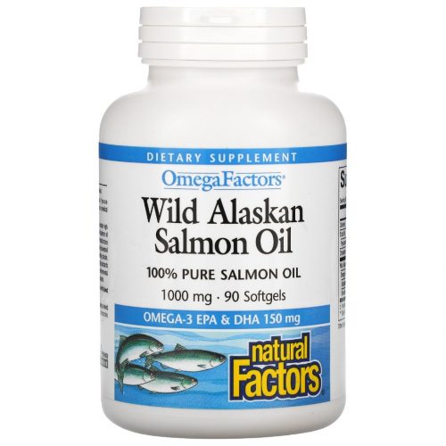 Omega Factors Wild Alaskan Salmon Oil 1000mg, 90 Softgels - Natural Factors