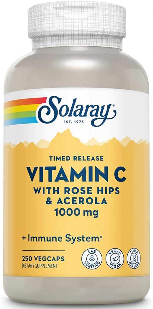 Vitamin C Rose Hips & Acerola 1000mg, TR 250 Veg Caps - Solaray