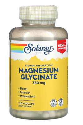 Magnesium Glycinate 350mg 120 Veggie Caps - Solaray