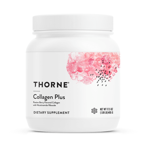 Tub of Collagen Plus Powder - 495g - Thorne on a white background.