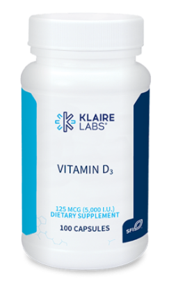 Vitamin D3 (5,000 IU) 100 capsules - Klaire Labs