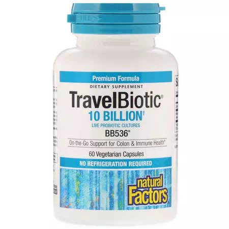Travel Biotic, BB536, 10 Billion, 60 Vegetarian Capsules - Natural Factors