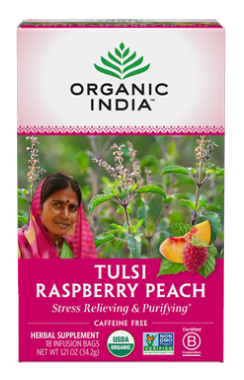 Tulsi Tea Raspberry Peach (18 bags) - Organic India