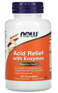 Acid Relief with Enzymes (60 Chewables) - Now Foods