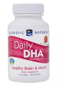 Daily DHA, Natural Strawberry Fruit Flavour (30 Soft Gels) - Nordic Naturals