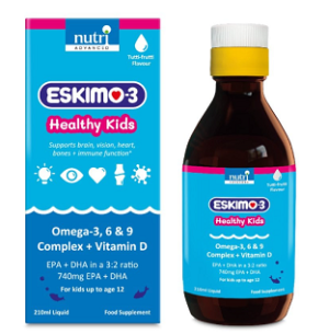 Eskimo-3 Healthy Kids Tutti-Frutti Omega 3, 6 & 9 Complex with Vitamin D & E - 210ml - Nutri Advanced