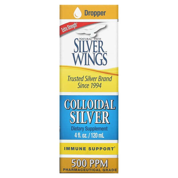 Colloidal Silver, Extra Strength, 500 PPM, 4 fl oz (120 ml) - Natural Path Silver Wings