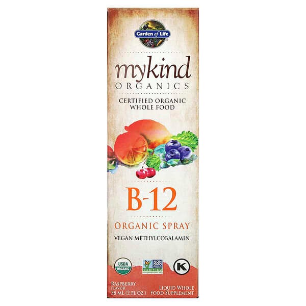 MyKind Organics, B-12 Organic Spray, Raspberry, 2 fl oz (58 ml) - Garden of Life