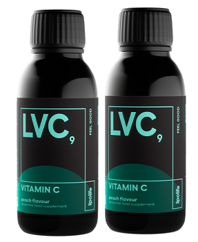 LVC9 Liposomal Vitamin C (1000mg) Peach Flavour - 150ml - Lipolife (DOUBLE PACK)